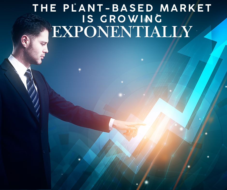 A man indicating that the plant-based market is growing