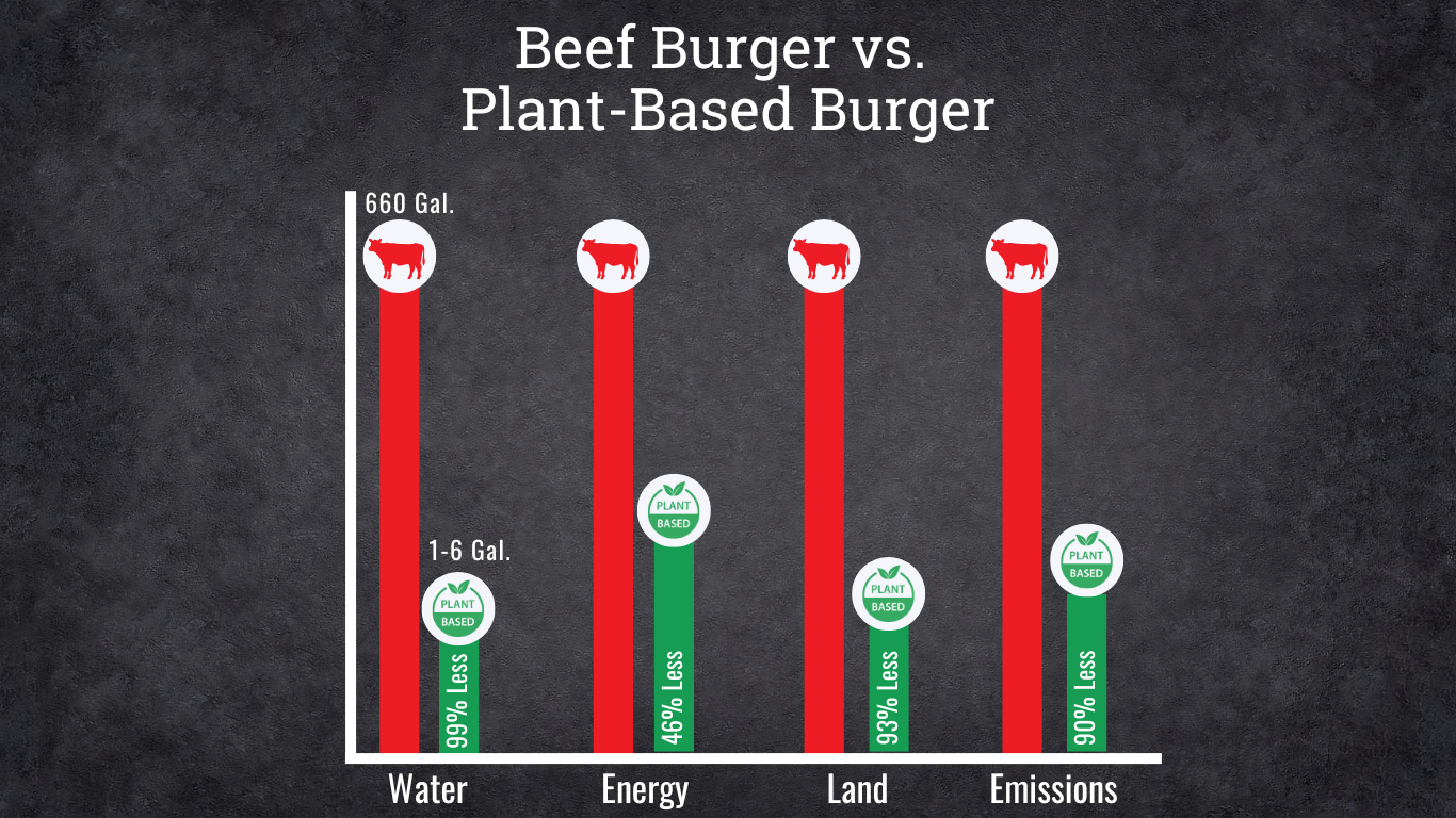 Graph of plant-based burger vs. beef burger carbon footprint